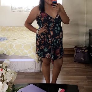 Faux Wrap Floral Mini Dress